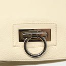 Salvatore Ferragamo Gancini Shoulder Bag Leather Beige Silver Auth 95485-18