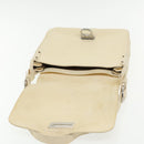 Salvatore Ferragamo Gancini Shoulder Bag Leather Beige Silver Auth 95485-9