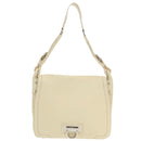 Salvatore Ferragamo Gancini Shoulder Bag Leather Beige Silver Auth 95485-13