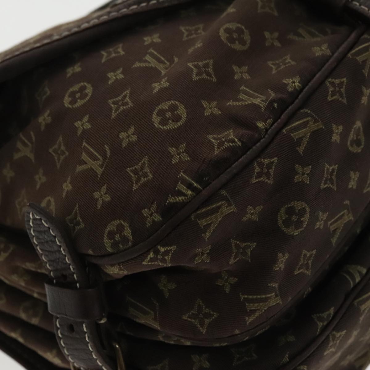 LOUIS VUITTON Monogram Mini Lin Saumur PM Bag Brown Ebene M95227 LV Auth 95493