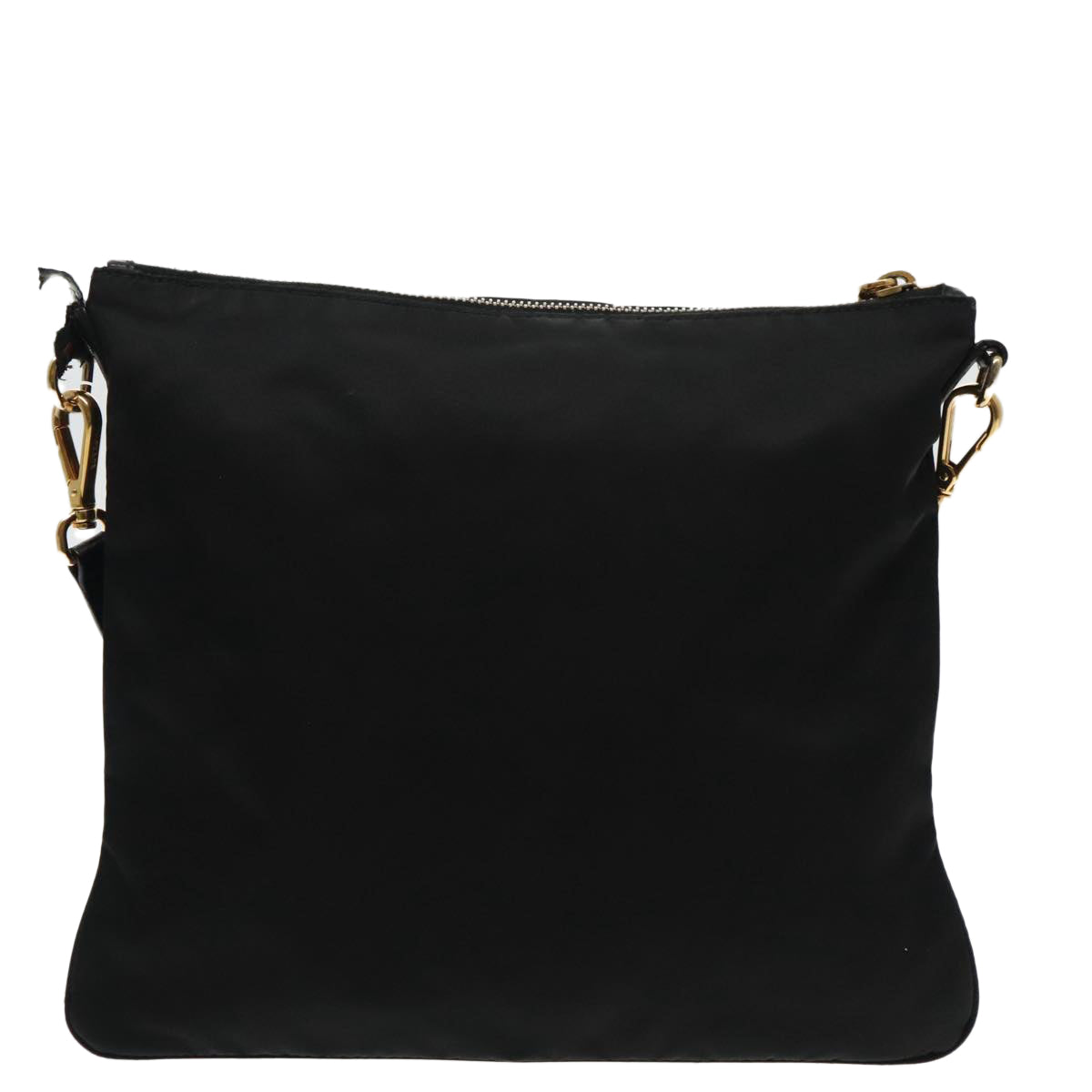 PRADA Shoulder Bag Nylon Black Gold Auth 95494