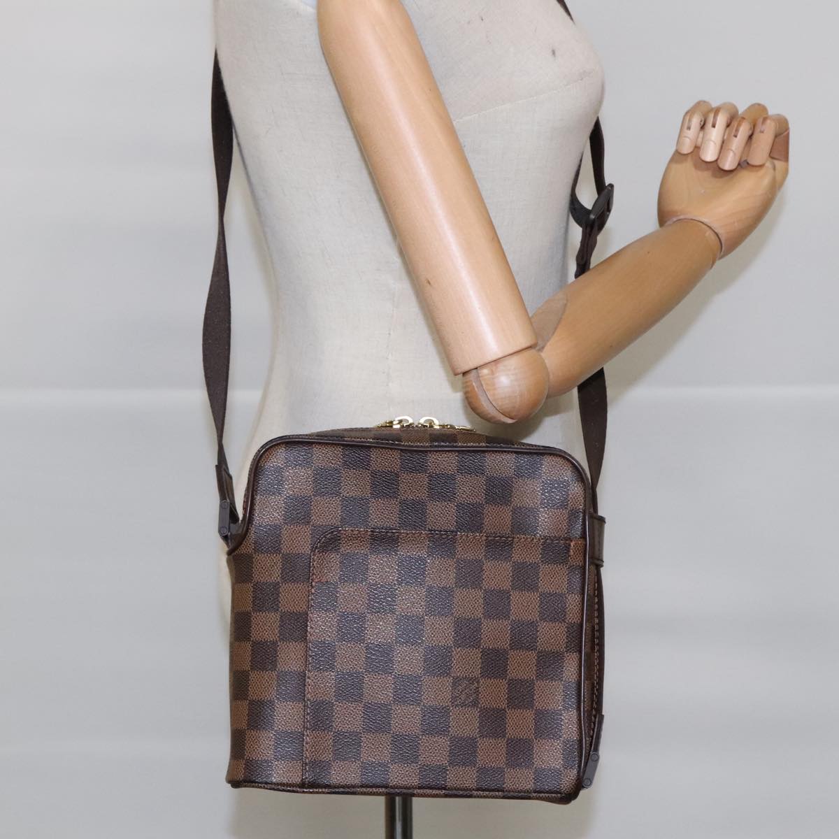 LOUIS VUITTON Damier Ebene Olaf PM Shoulder Bag N41442 LV Auth 95495