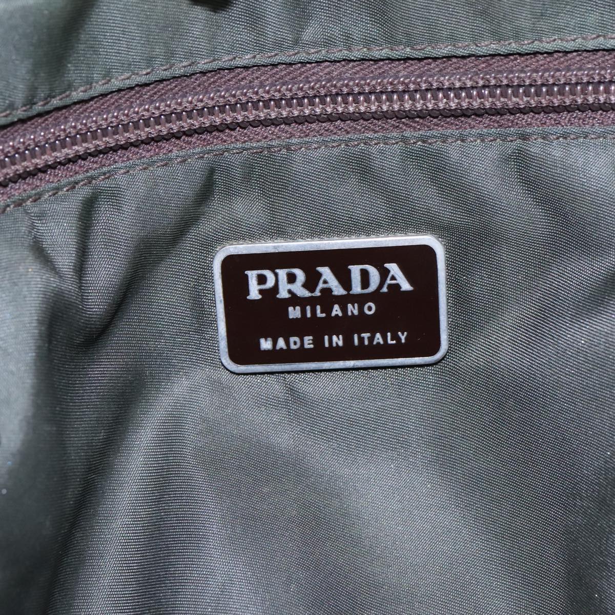 PRADA Hand Bag Nylon Green Auth 95507