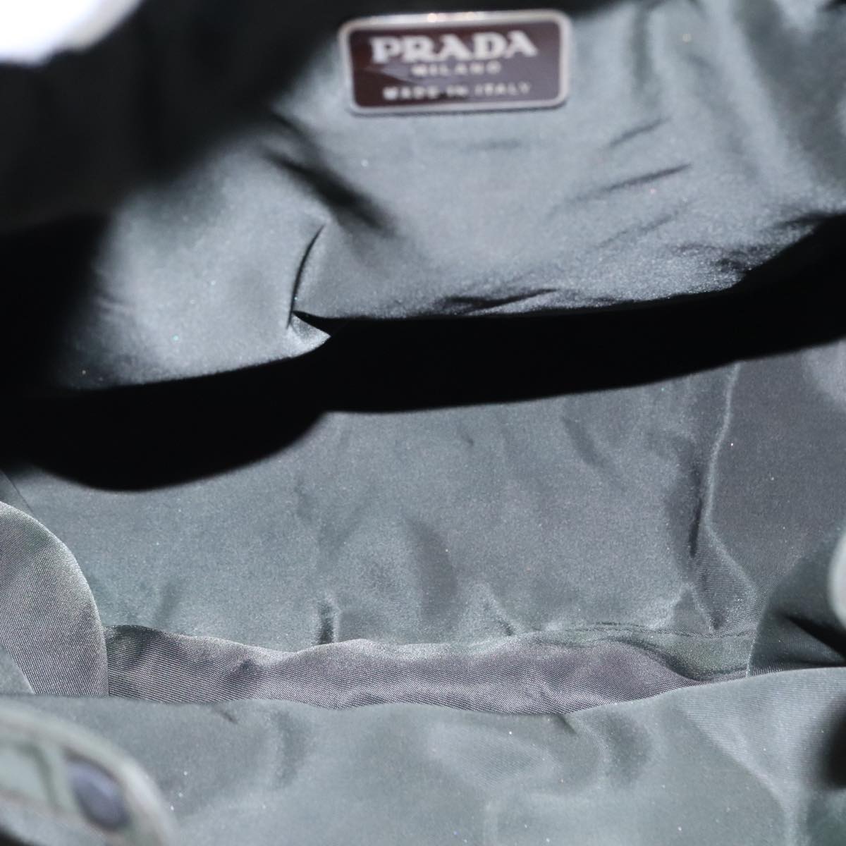 PRADA Hand Bag Nylon Green Auth 95507