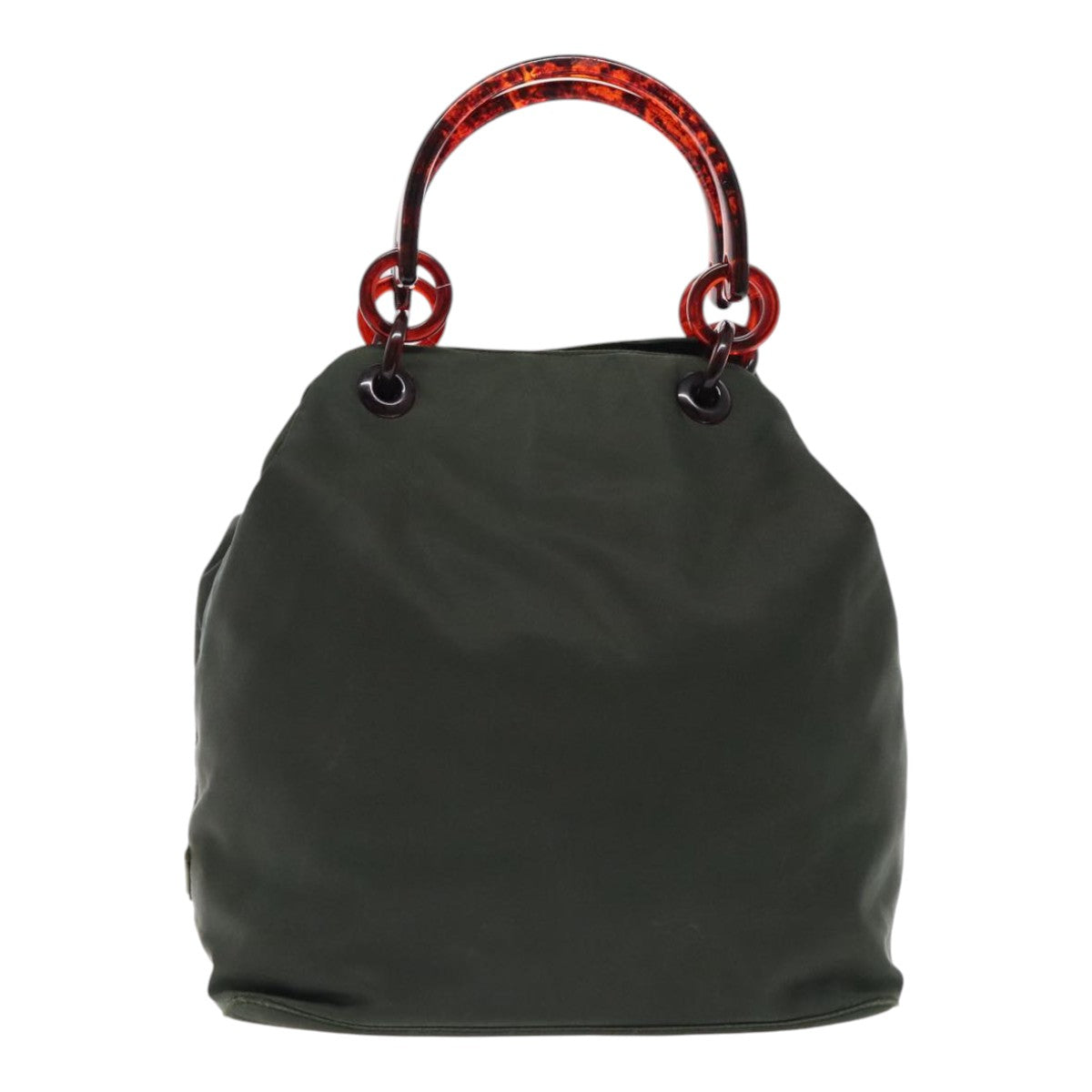 PRADA Hand Bag Nylon Green Auth 95507