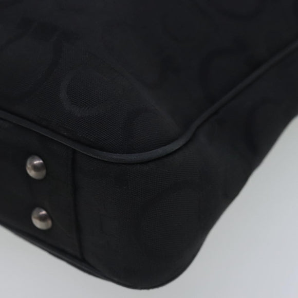 Salvatore Ferragamo Gancini Tote Bag Canvas Black Silver Auth 95511