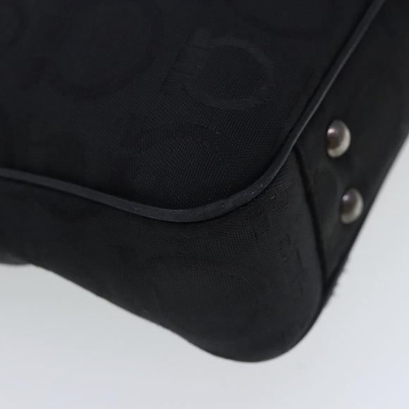 Salvatore Ferragamo Gancini Tote Bag Canvas Black Silver Auth 95511