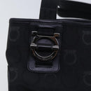 Salvatore Ferragamo Gancini Tote Bag Canvas Black Silver Auth 95511-10
