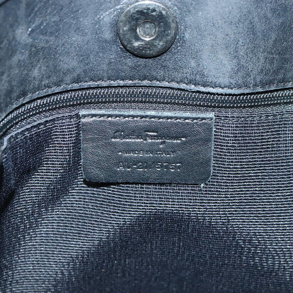 Salvatore Ferragamo Gancini Tote Bag Canvas Black Silver Auth 95511