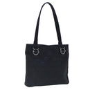 Salvatore Ferragamo Gancini Tote Bag Canvas Black Silver Auth 95511-1