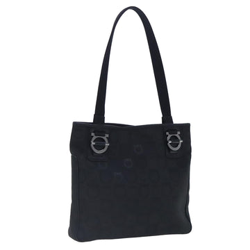 Salvatore Ferragamo Gancini Tote Bag Canvas Black Silver Auth 95511