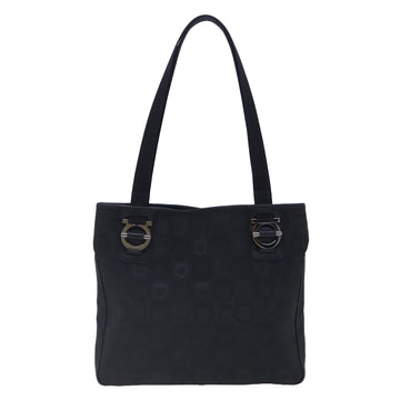 Salvatore Ferragamo Gancini Tote Bag Canvas Black Silver Auth 95511 - 0