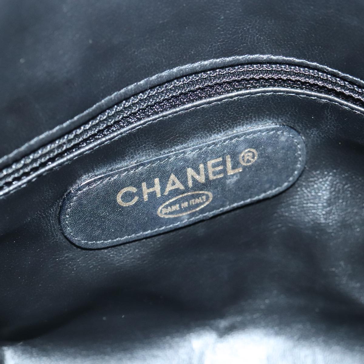 CHANEL Bicolore Boston Bag Leather Black Gold CC Auth 95529