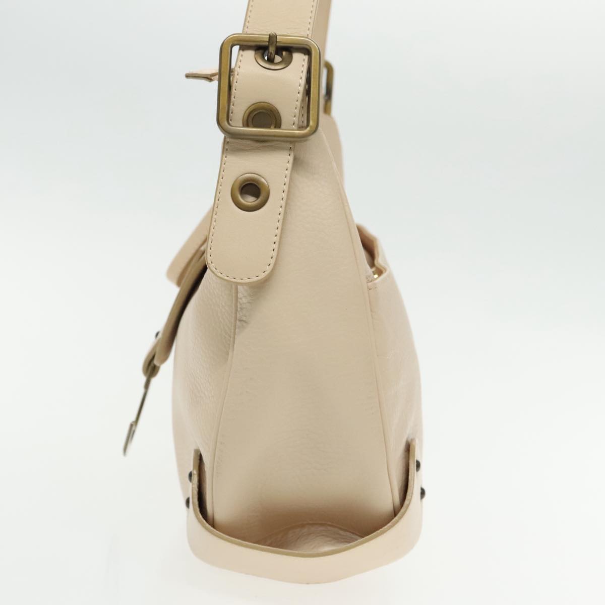 Chloe Shoulder Bag Leather Beige Auth 95531