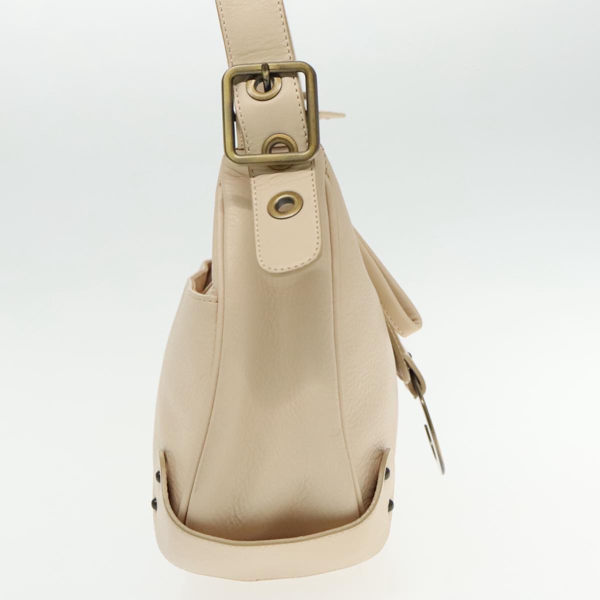 Chloe Shoulder Bag Leather Beige Auth 95531