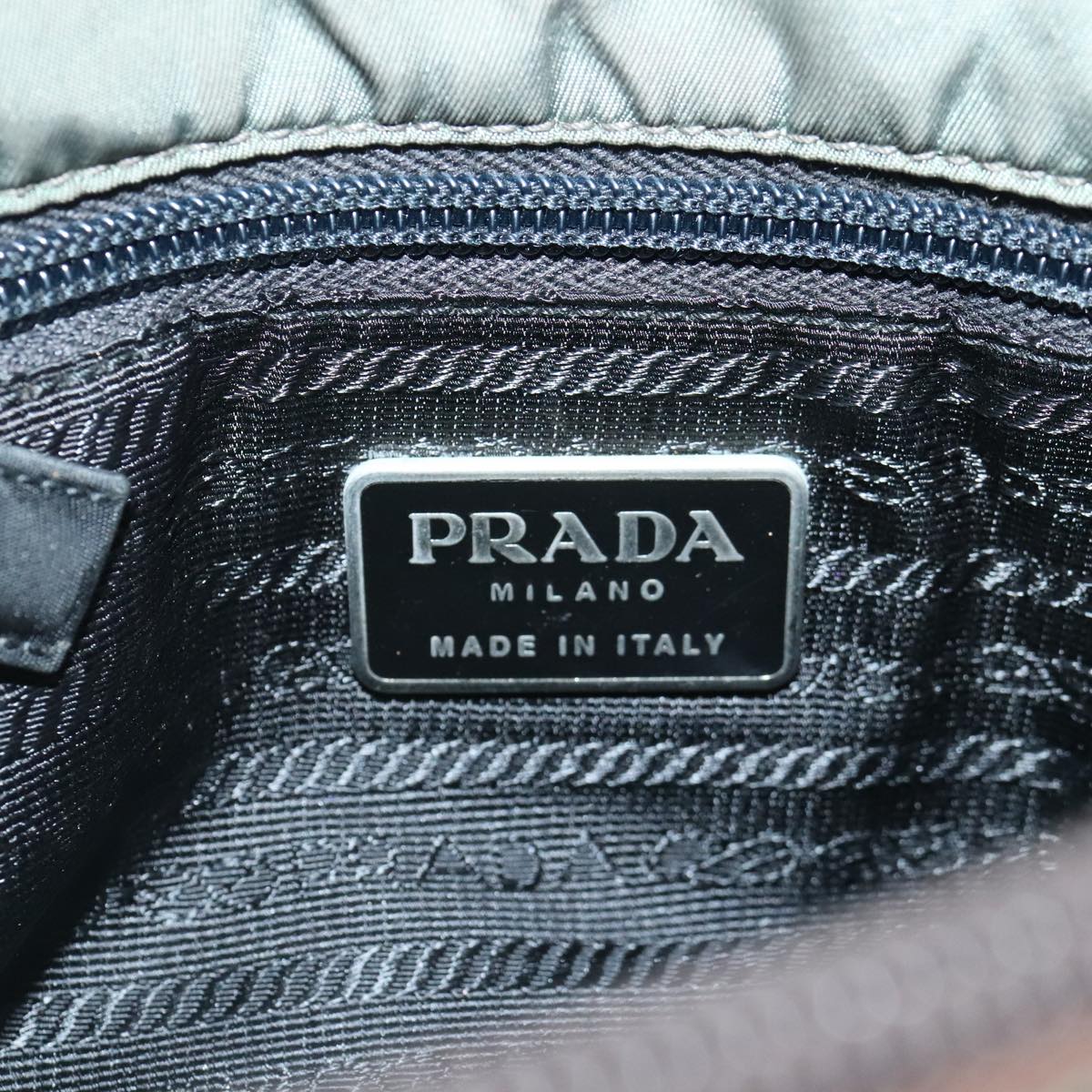 PRADA Tote Bag Nylon Gray Silver Auth 95533