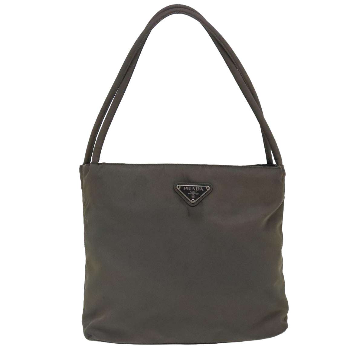 PRADA Tote Bag Nylon Gray Silver Auth 95533