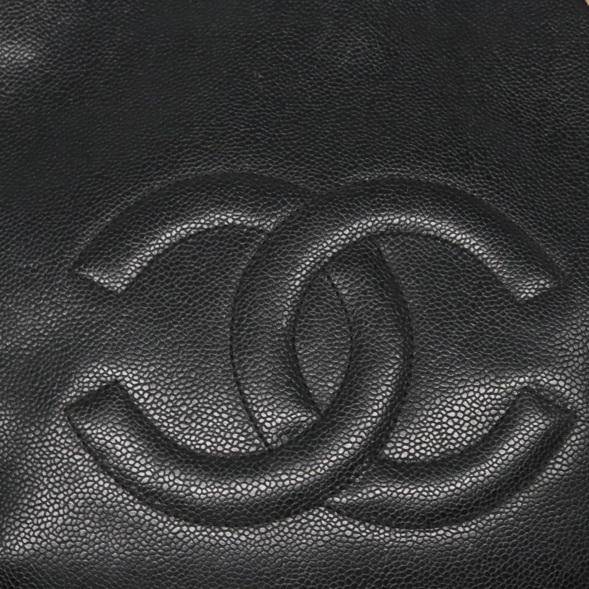 CHANEL COCO Mark Tote Bag Caviar Skin Black Gold CC Auth 95534