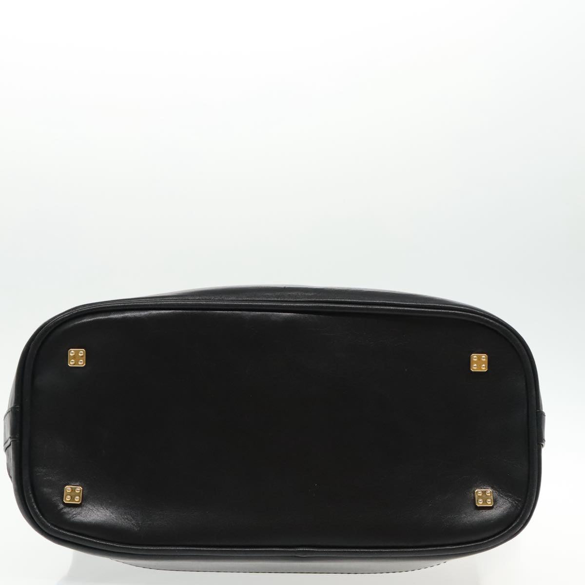 LOEWE Anagram Shoulder Bag Leather Black Gold Auth 95556