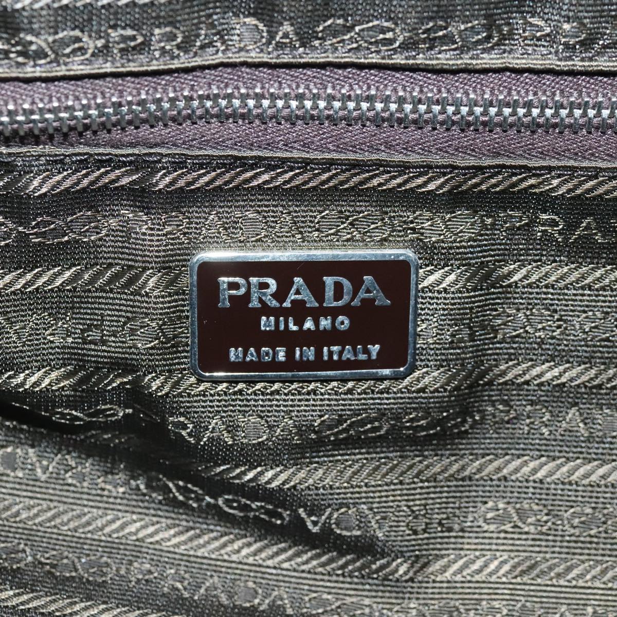 PRADA Tote Bag Nylon Green Silver Auth 95559