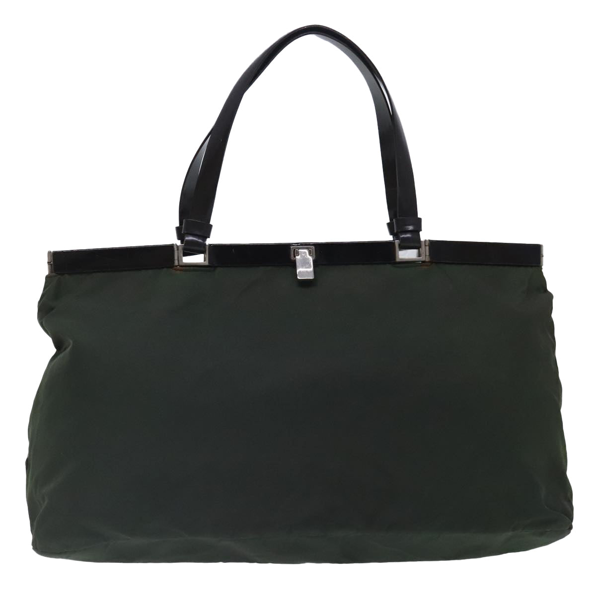 PRADA Tote Bag Nylon Green Silver Auth 95559 - 0