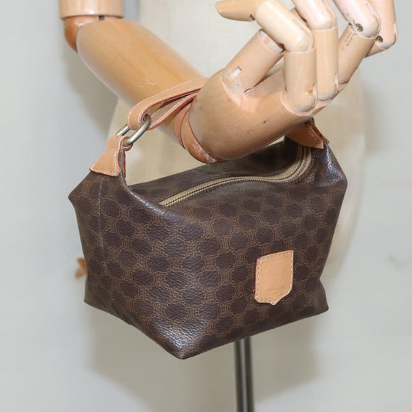 CELINE Macadam Canvas Hand Bag PVC Leather Gold Brown Auth 95581A