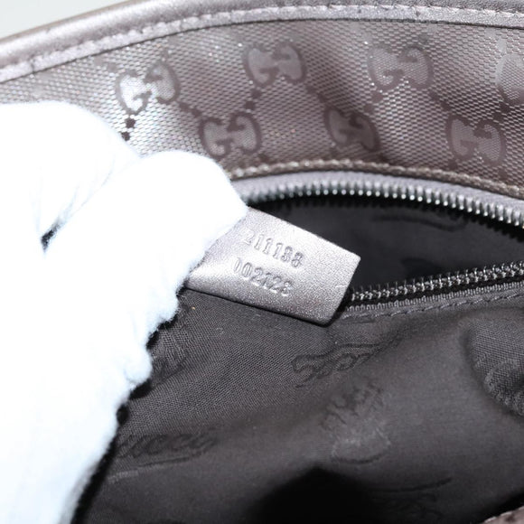 GUCCI GG implementation Tote Bag Silver Metallic 211138 Auth 95586