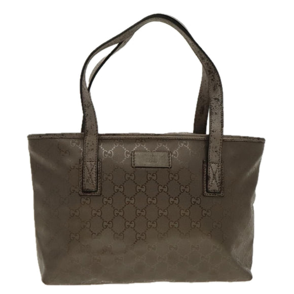 GUCCI GG implementation Tote Bag Silver Metallic 211138 Auth 95586