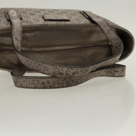 GUCCI GG implementation Tote Bag Silver Metallic 211138 Auth 95586
