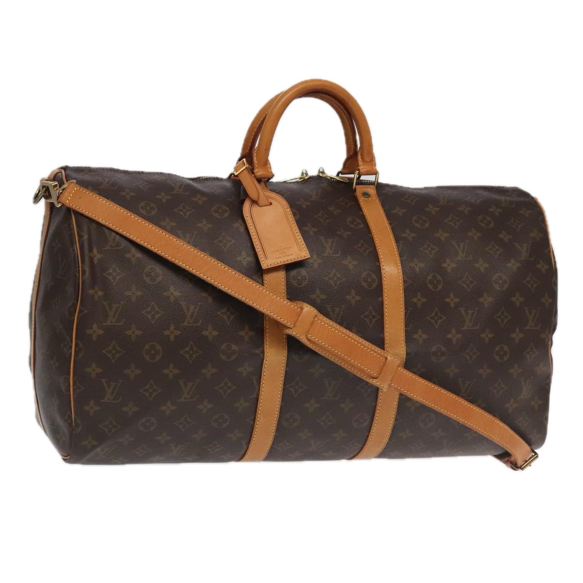 LOUIS VUITTON Monogram Keepall Bandouliere 55 Boston Bag M41414 LV Auth 95597