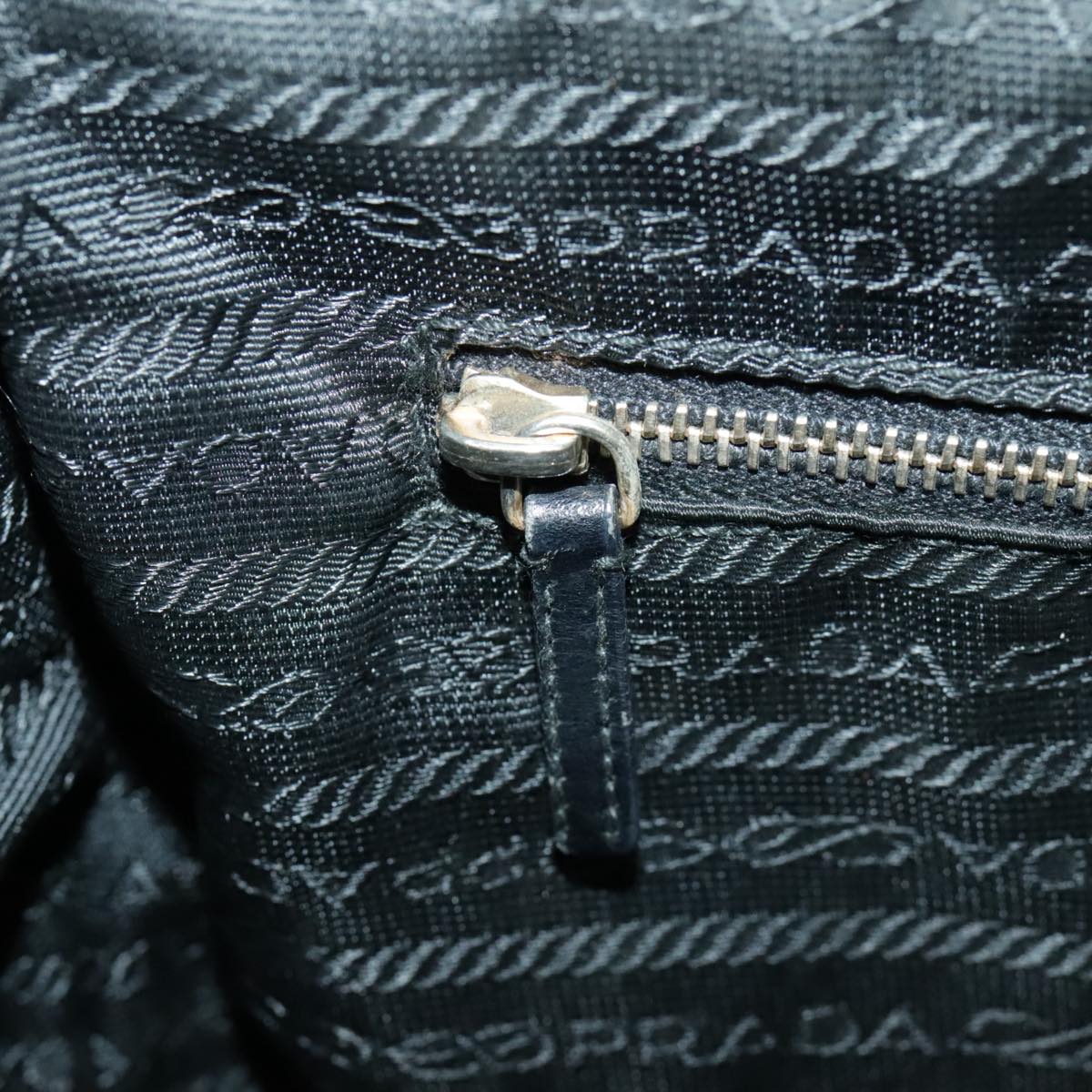 PRADA Hand Bag Nylon Black Gold Auth 95598