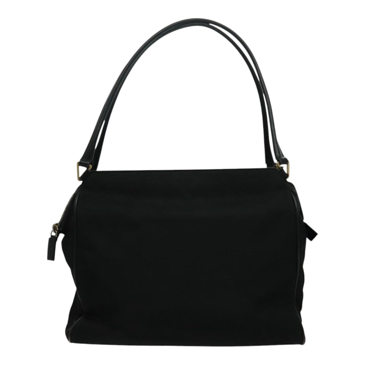 PRADA Hand Bag Nylon Black Gold Auth 95598