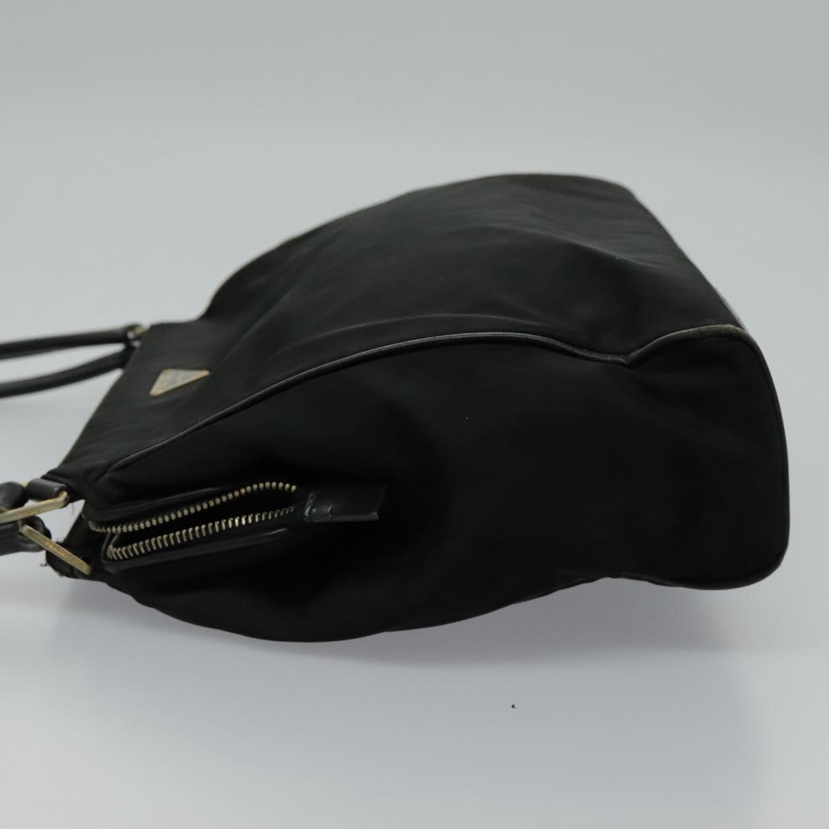 PRADA Hand Bag Nylon Black Gold Auth 95598