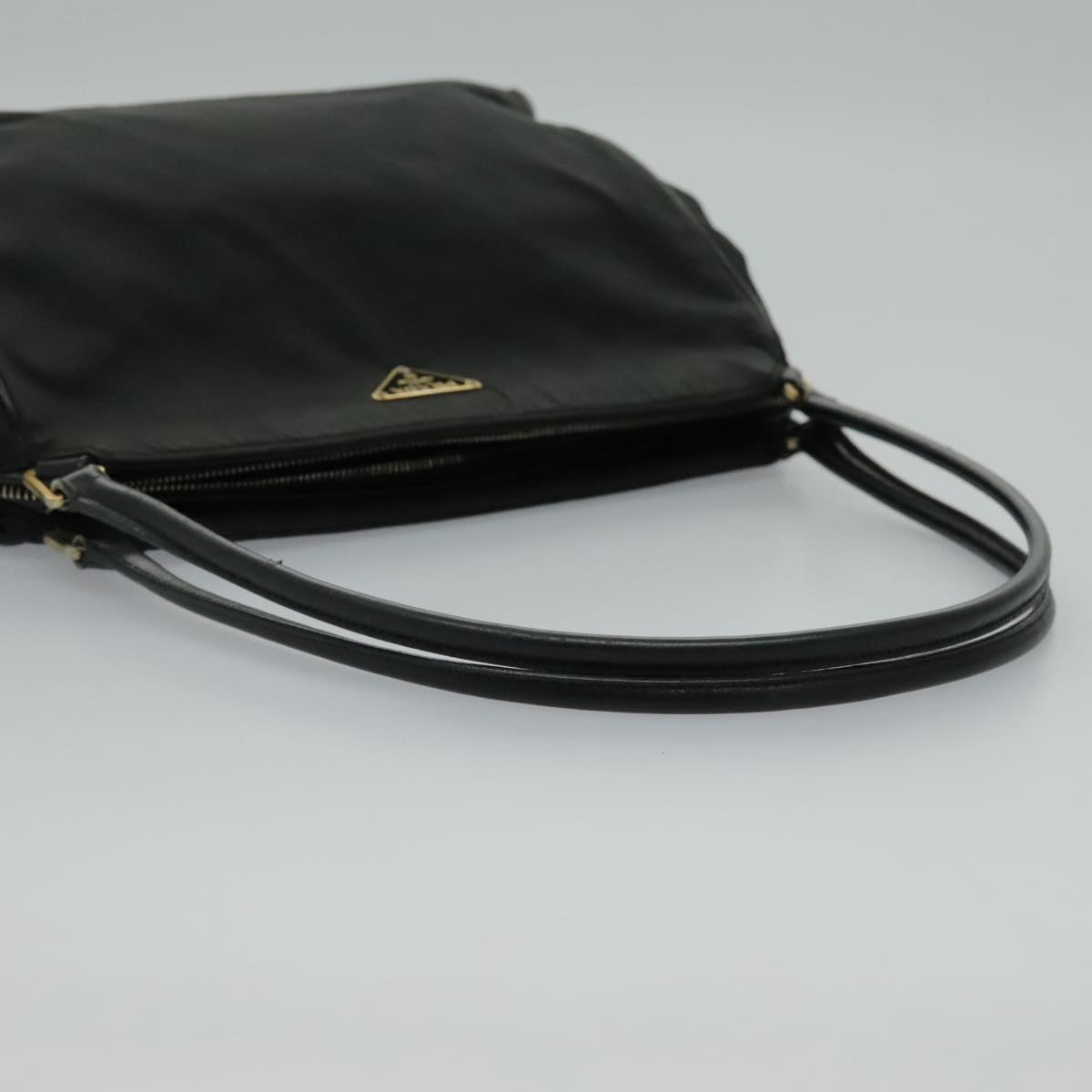 PRADA Hand Bag Nylon Black Gold Auth 95598