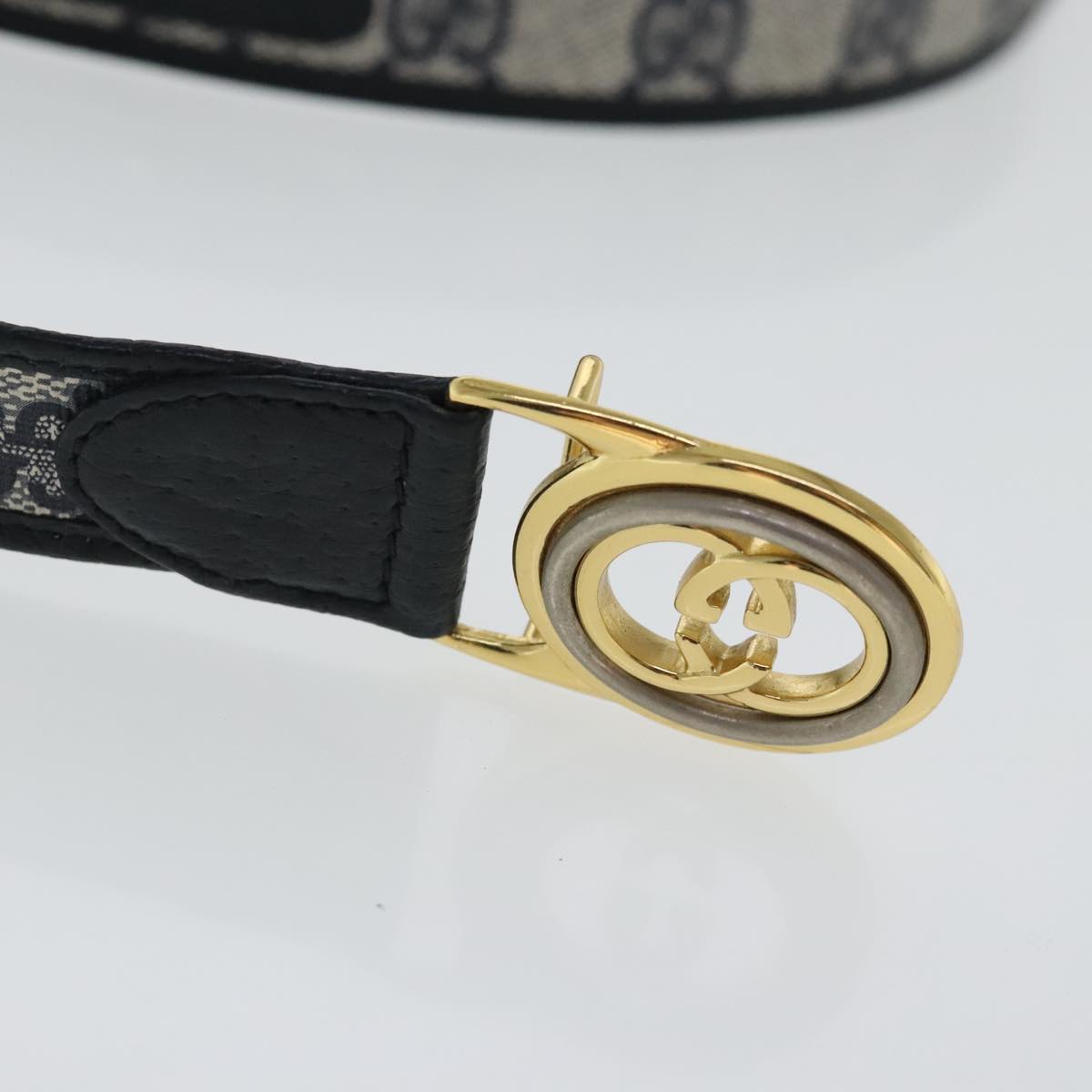 GUCCI GG Supreme Belt PVC 46.9"" Navy Gold Auth 95601