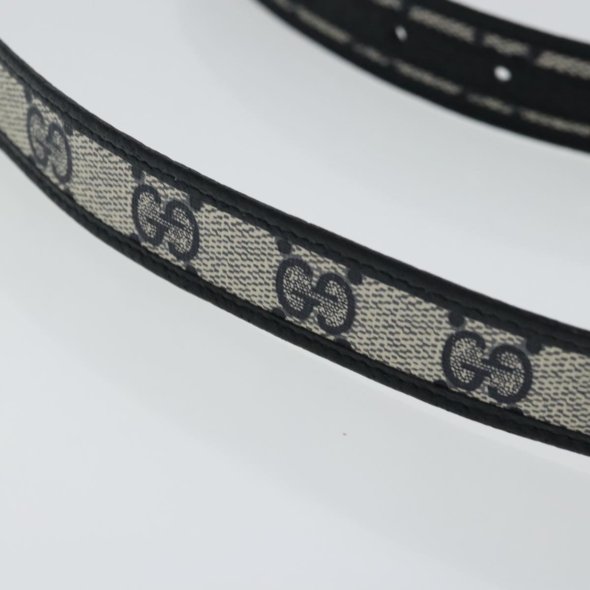 GUCCI GG Supreme Belt PVC 46.9"" Navy Gold Auth 95601