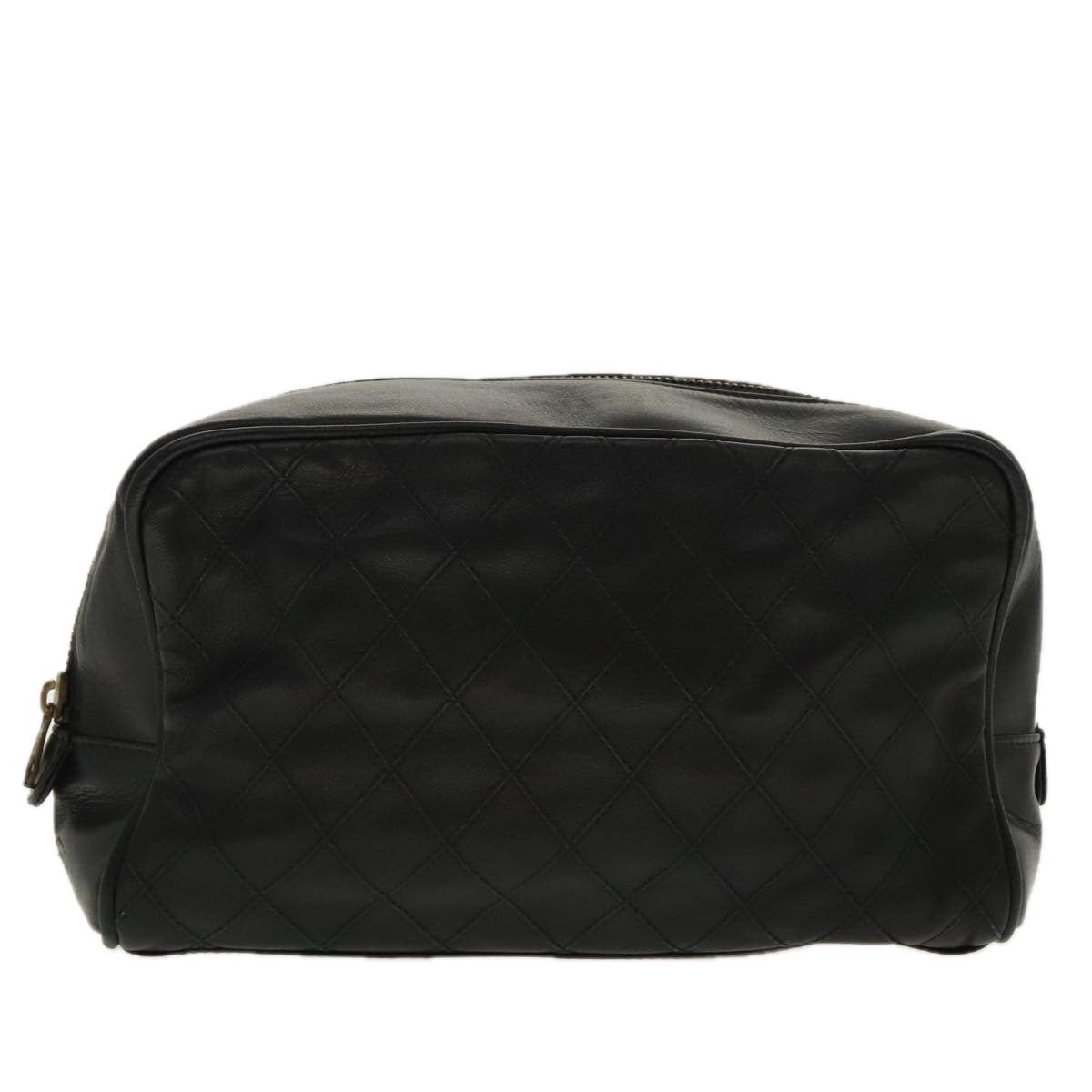 CHANEL Bicolore Clutch Bag Leather Black CC Auth 95615