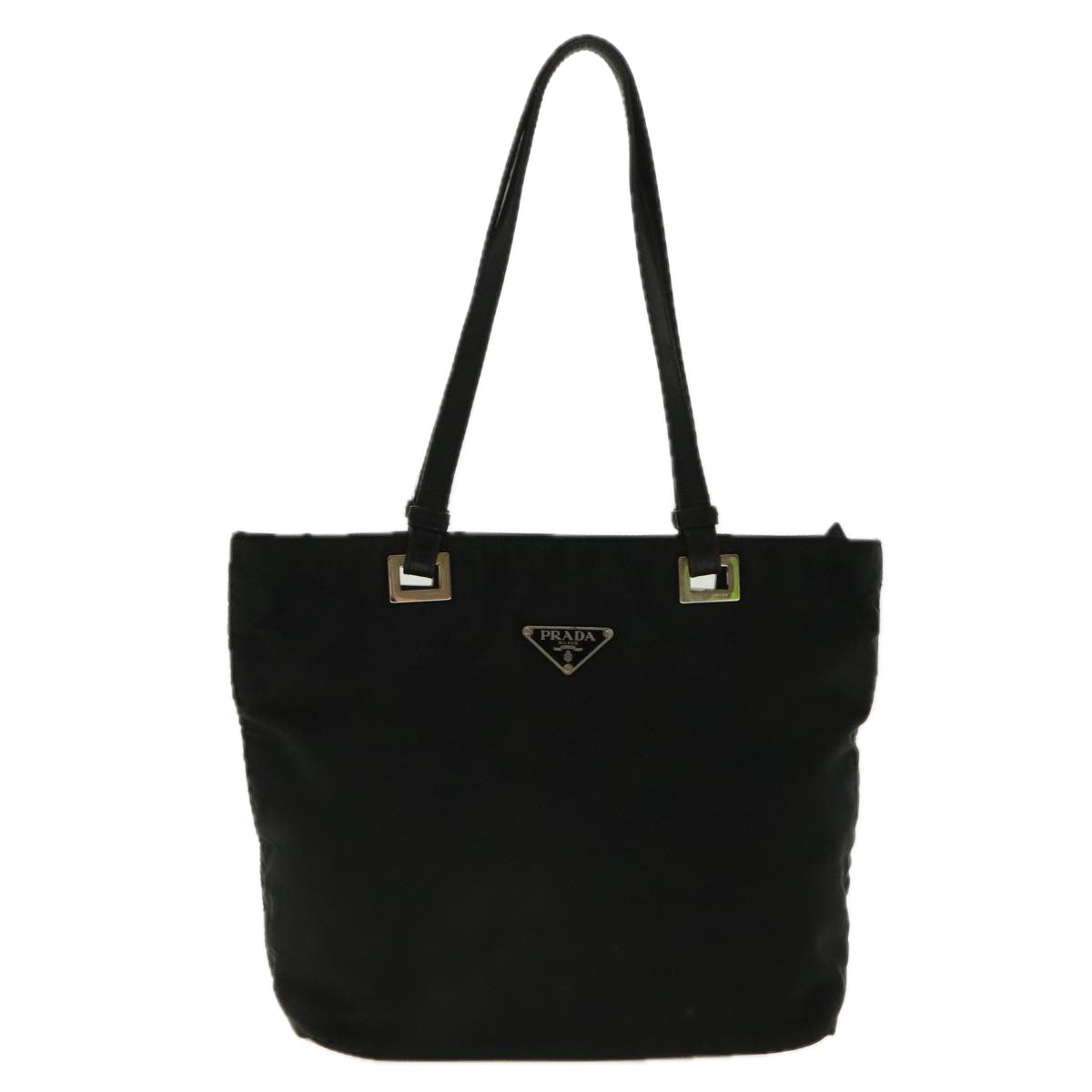 PRADA Hand Bag Nylon Black Silver Auth 95645