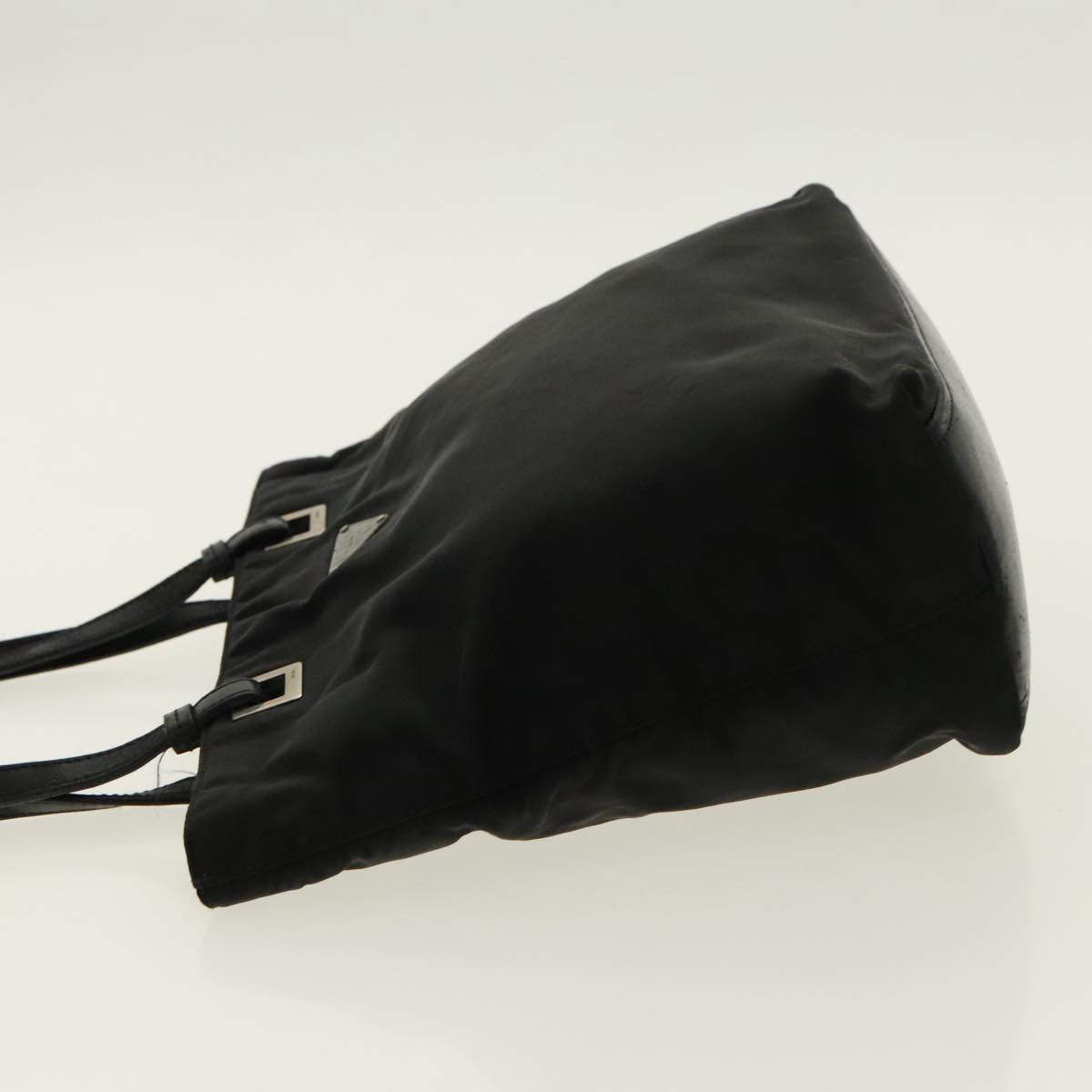 PRADA Hand Bag Nylon Black Silver Auth 95645