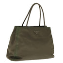 PRADA Hand Bag Nylon Khaki Silver Auth 95660-1