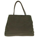 PRADA Hand Bag Nylon Khaki Silver Auth 95660-2