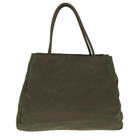 PRADA Hand Bag Nylon Khaki Silver Auth 95660 - 0