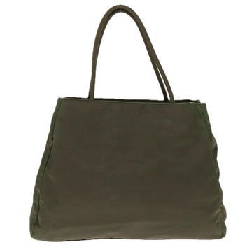 PRADA Hand Bag Nylon Khaki Silver Auth 95660 - 0