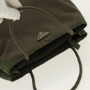 PRADA Hand Bag Nylon Khaki Silver Auth 95660-6