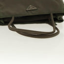 PRADA Hand Bag Nylon Khaki Silver Auth 95660-7