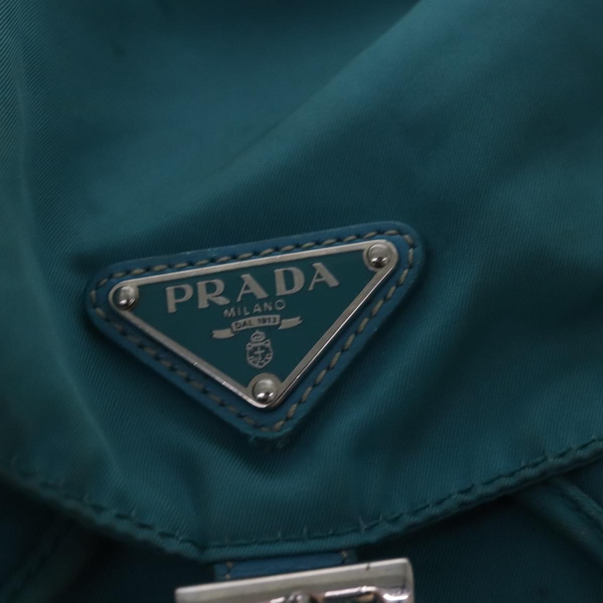 PRADA Backpack Nylon Blue Silver Auth 95670