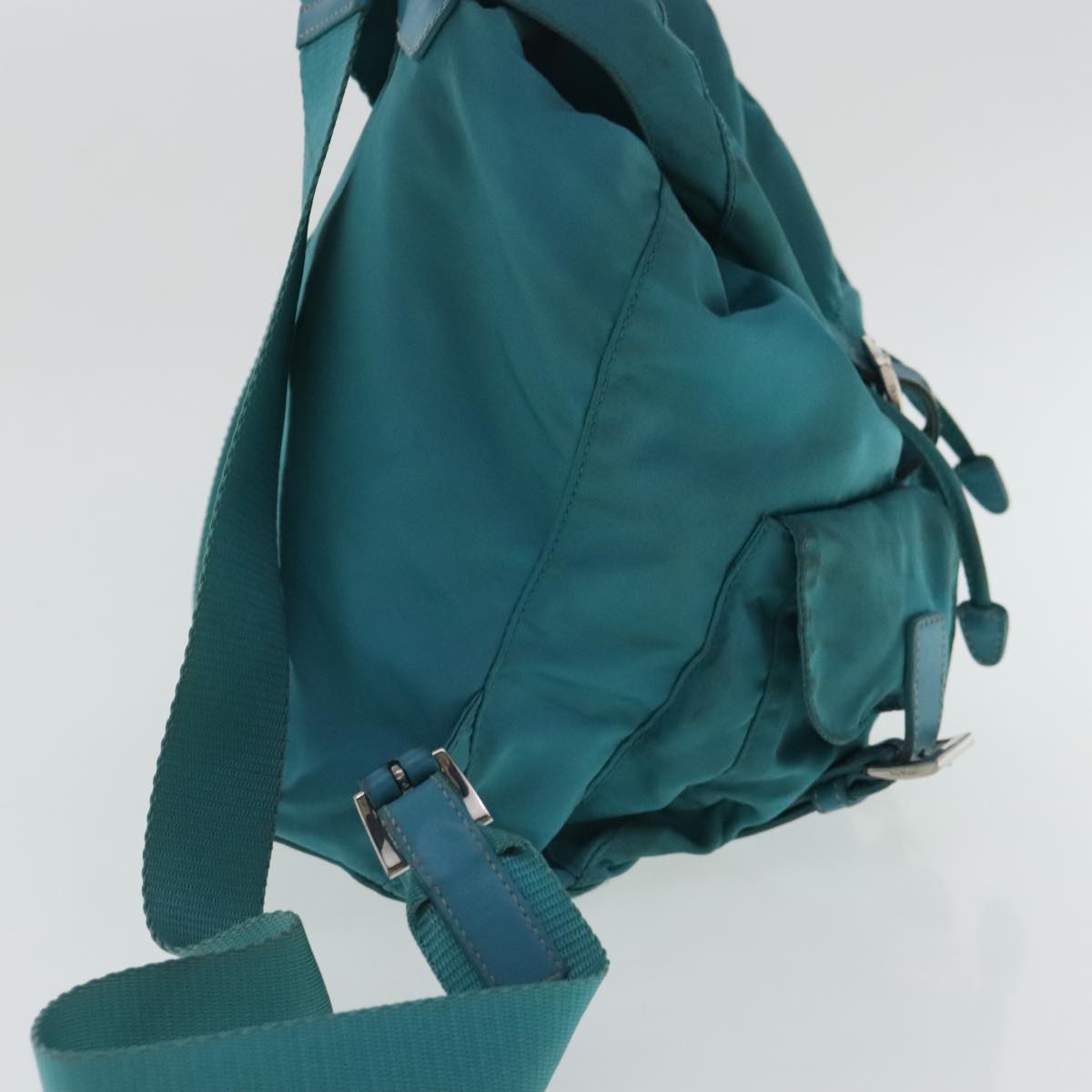 PRADA Backpack Nylon Blue Silver Auth 95670