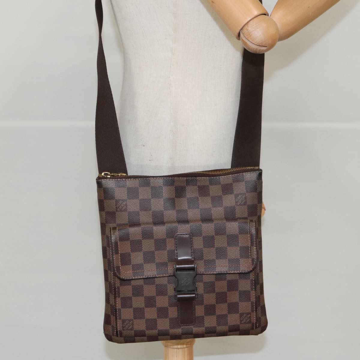 LOUIS VUITTON Damier Ebene Pochette Merwiel Shoulder Bag N51127 LV Auth 95676