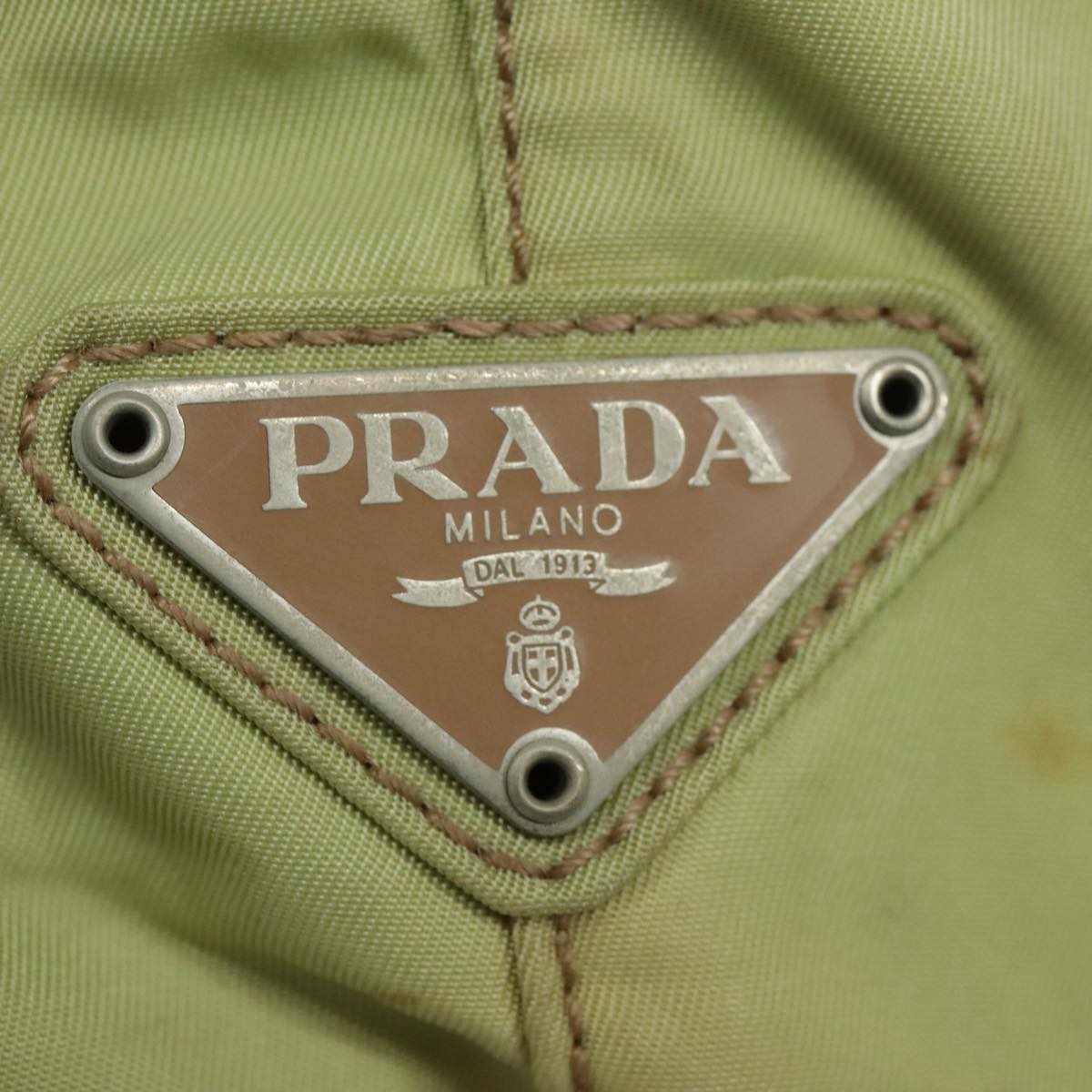 PRADA Hand Bag Nylon Beige Auth 95680