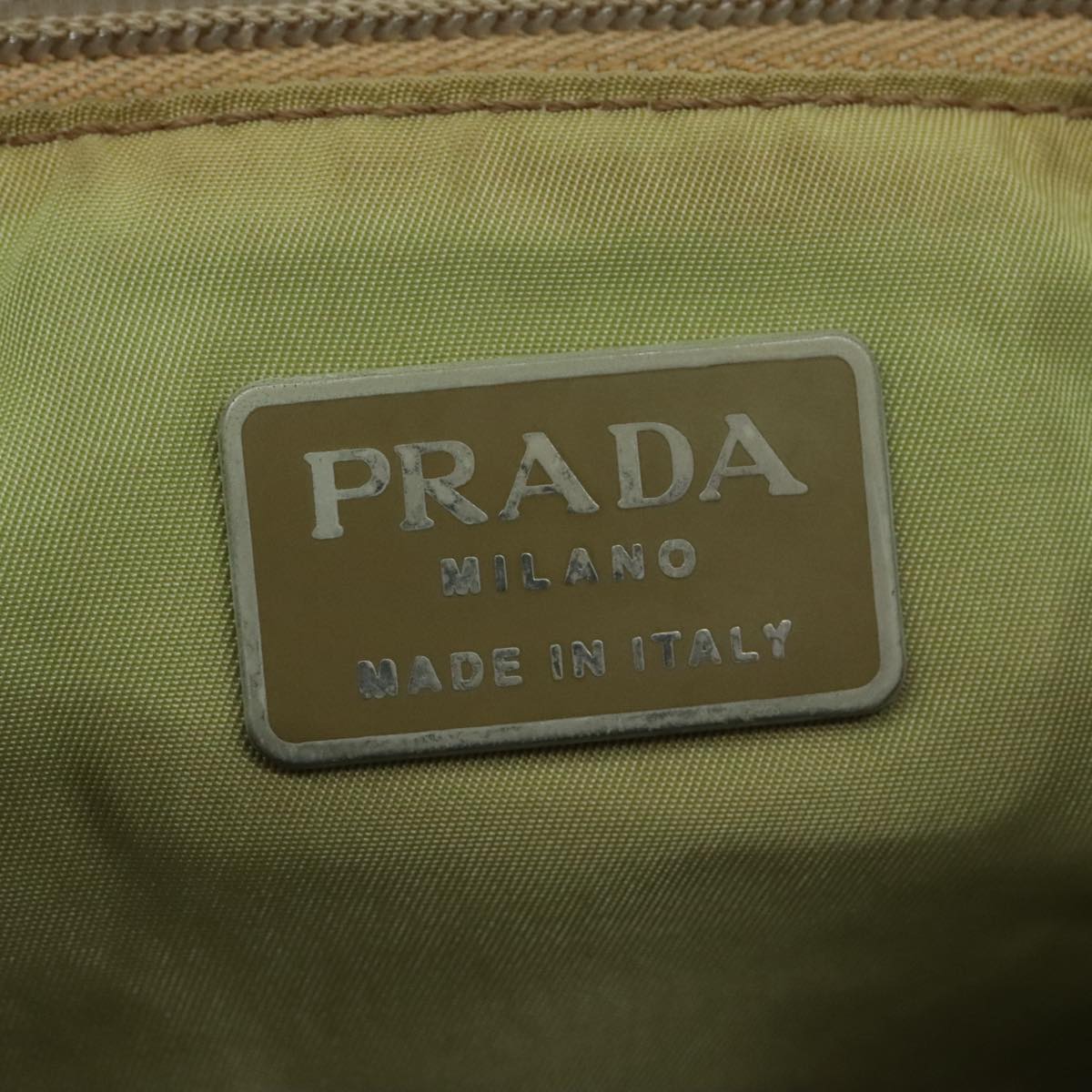 PRADA Hand Bag Nylon Beige Auth 95680